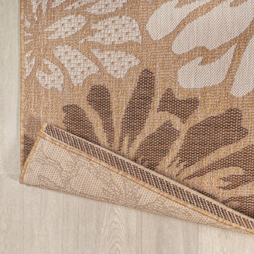 Zinnia Modern Floral Textured Weave Indoor/outdoor Runner Rug
